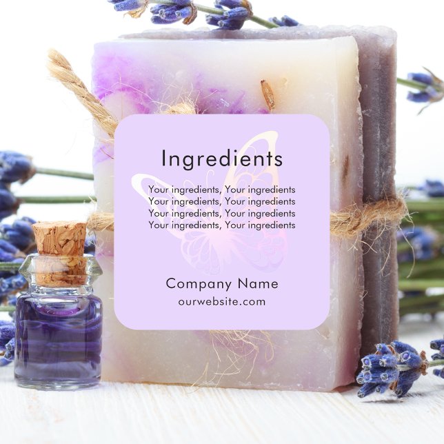 Product ingredient butterfly violet business label (Creator Uploaded)