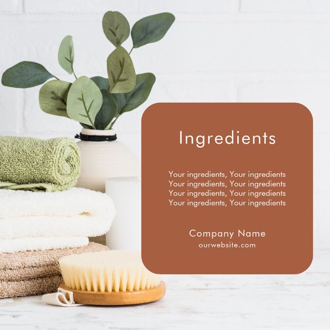 Product ingredient listing brown business label (Creator Uploaded)