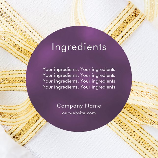 Product ingredient listing purple business label (Creator Uploaded)