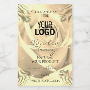 Product Labels Cream Beige Rose Palm Leaves Logo