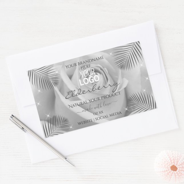 Product Labels Silver Grey Rose Palm Leaves Logo (Envelope)
