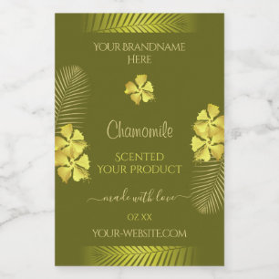 Product Labels Yellow Hawaiian Flowers on Mustard