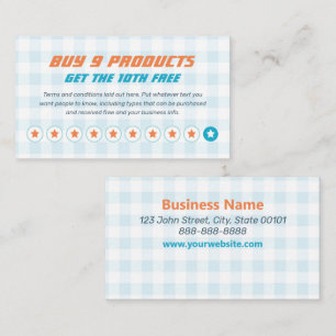 Product Loyalty Stamp or Punch Card - Buy 9 Get 1