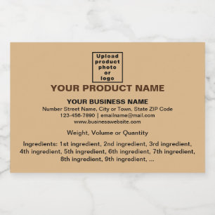 Product Minimal Information, Light Brown Rectangle Food Label