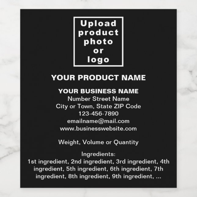 Product Minimal Information on Black Wine Label (Single Label)