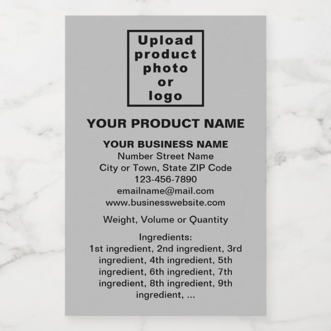 Product Minimal Information on Grey Portrait Food Label (Single Label)