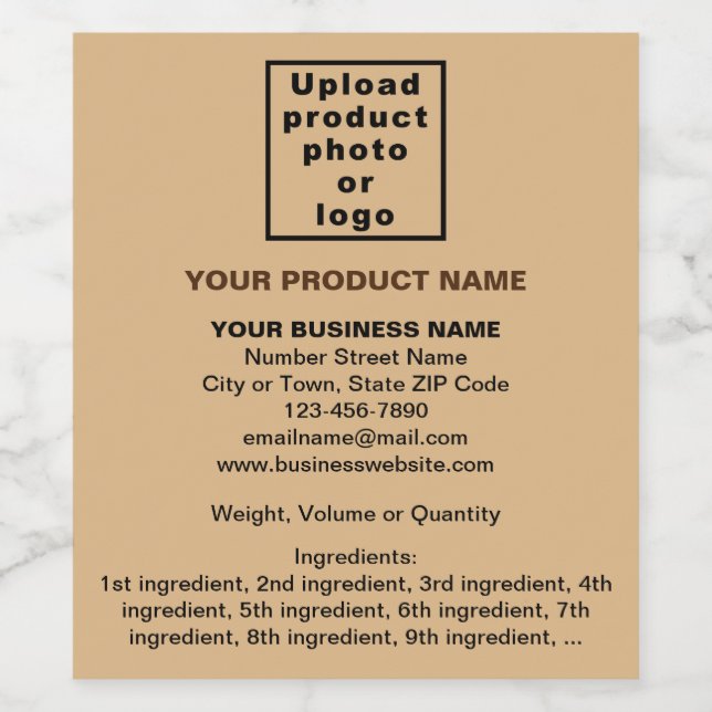 Product Minimal Information on Light Brown Wine Label (Single Label)