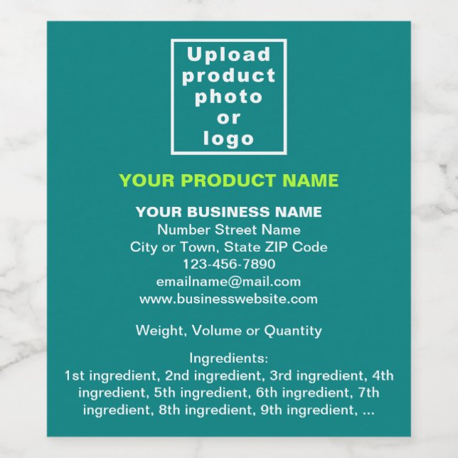 Product Minimal Information on Teal Green Wine Label (Single Label)