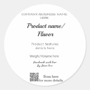Product name label with its details company name t