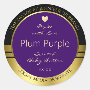 Product Packaging Label Purple and Gold Tiny Heart