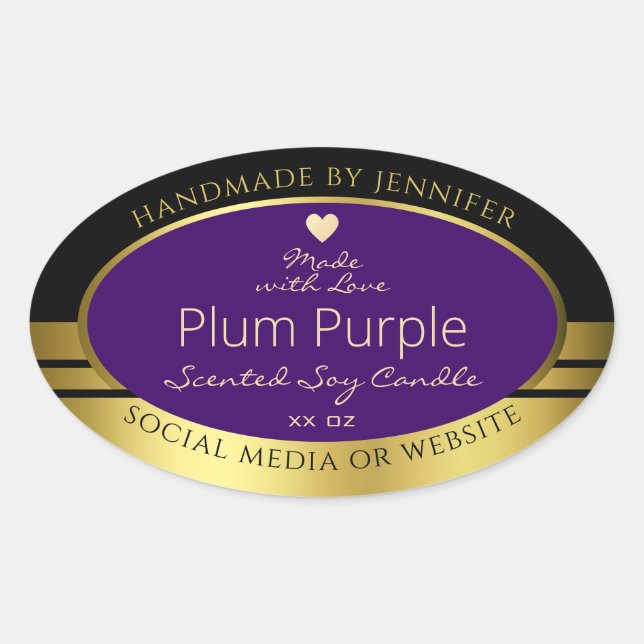 Product Packaging Label Purple and Gold Tiny Heart (Front)