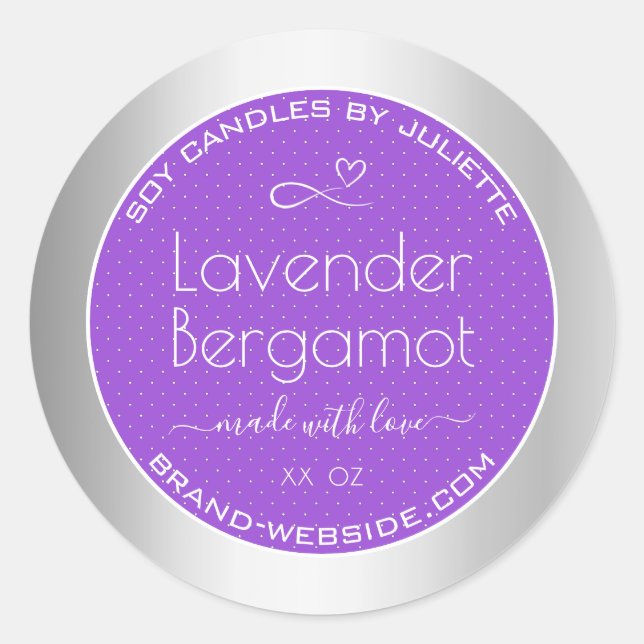 Product Packaging Labels Silver and Purple Colours (Front)