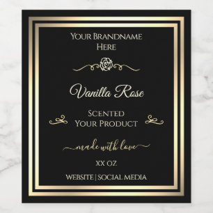 Product Packaging Stickers Black Labels Gold Frame