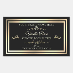 Product Packaging Stickers Black Labels Gold Frame