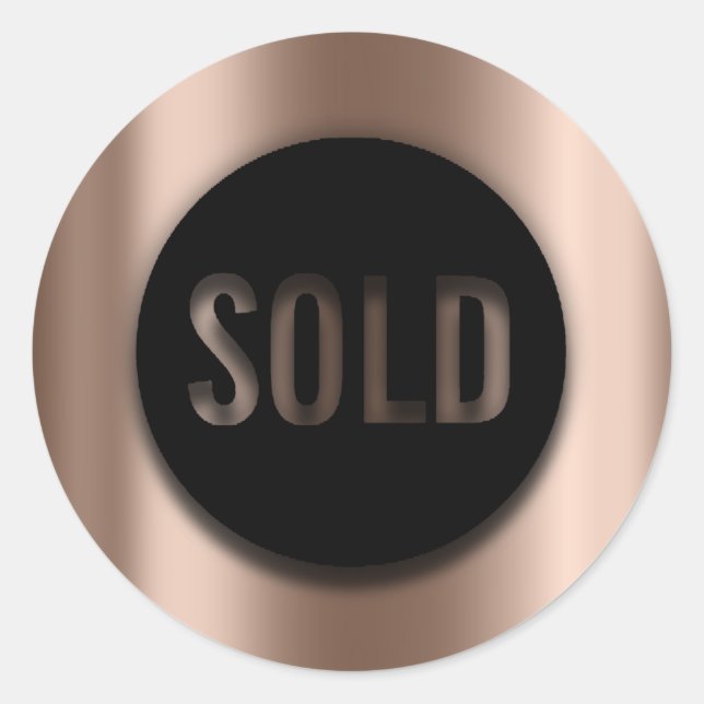 Product Sold Black Bronze Real Estate Agent Classic Round Sticker (Front)