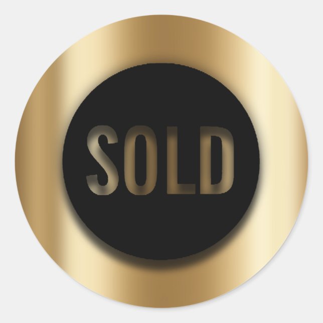 Product Sold Black Gold Luxury Real Estate Agent Classic Round Sticker (Front)