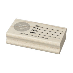 Product tag description for small retail business rubber stamp