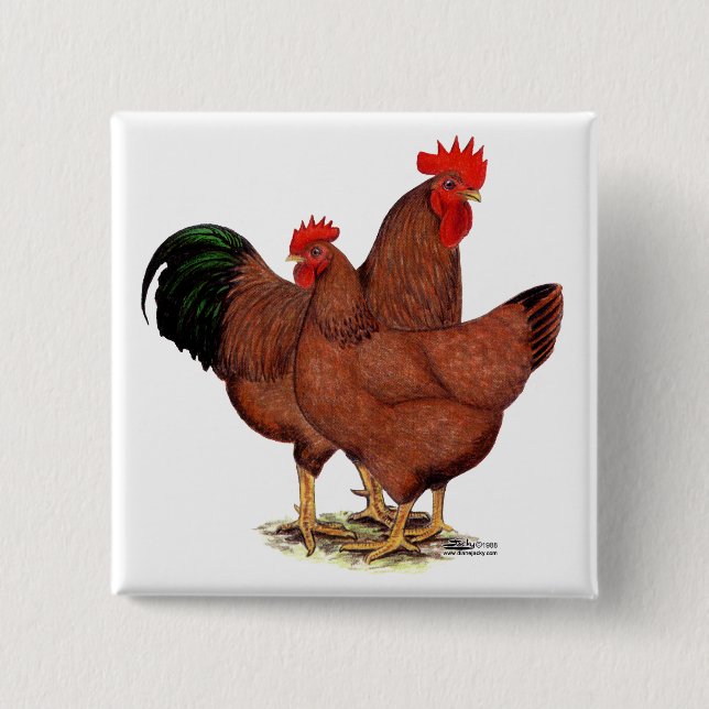 Production Red Chickens 15 Cm Square Badge (Front)