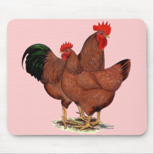 Production Red Chickens Mouse Pad