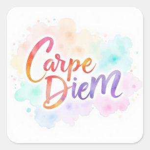 Products featuring a 'carpe diem' design square sticker