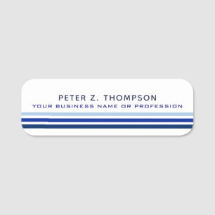 prof. 3 thin lines dark-blue modern business name tag