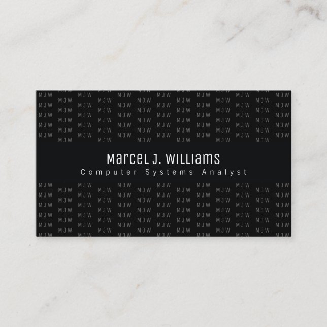 prof black business card with initials pattern (Front)