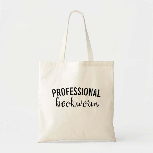 Profesional Bookworm Canvas Bag | Librarian Gift (Front)