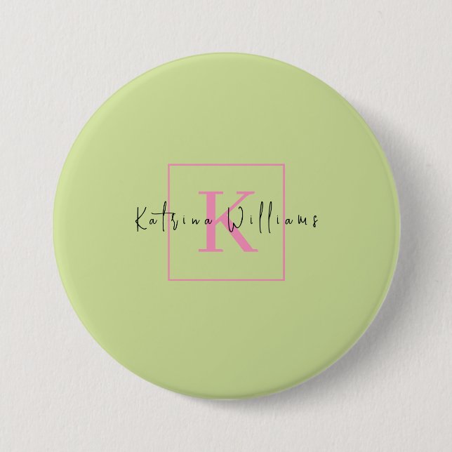 Profesional Branding Logo Lime Green Pink Monogram 7.5 Cm Round Badge (Front)