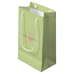 Profesional Branding Logo Lime Green Pink Monogram Small Gift Bag