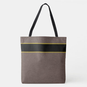 Profesional Corporate Faux Leather Gold Stripe Tote Bag