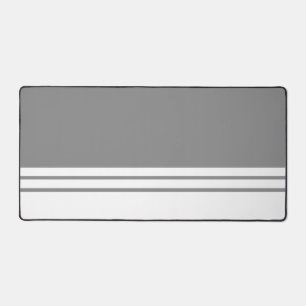 Profesional Grey White Bottom Edge Racing Stripes Desk Mat