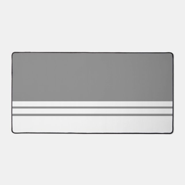 Profesional Grey White Bottom Edge Racing Stripes Desk Mat (Front)
