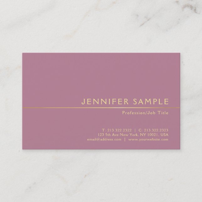 Professiona Elegant Trendy Silk Finish Modern Luxe Business Card (Front)