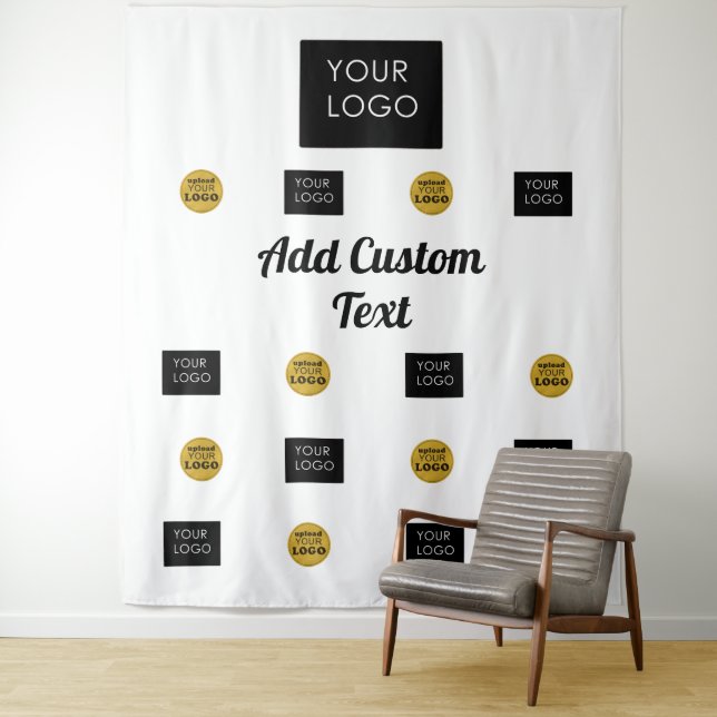 Professional 2 Custom Business Logo Backdrop Tapestry (In Situ)