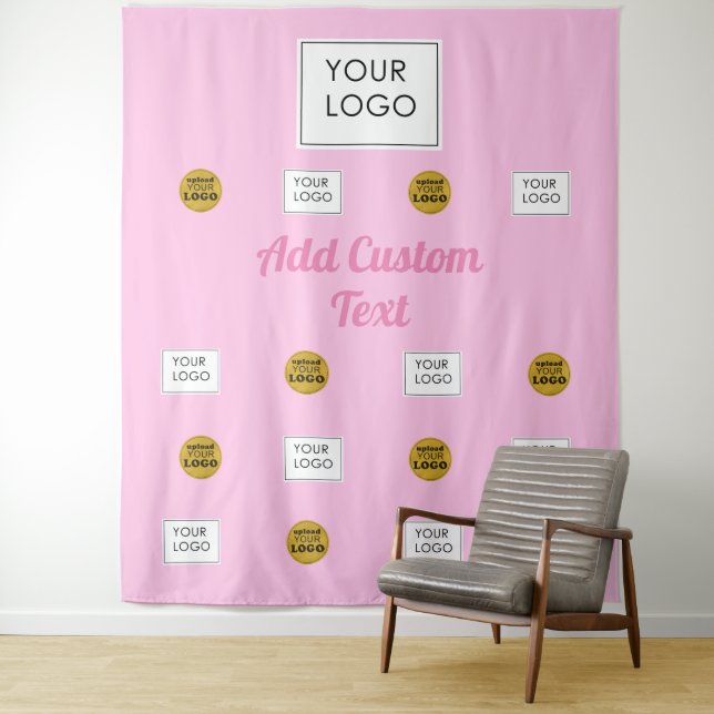 Professional 2 Custom Business Logo Pink Backdrop Tapestry (In Situ)