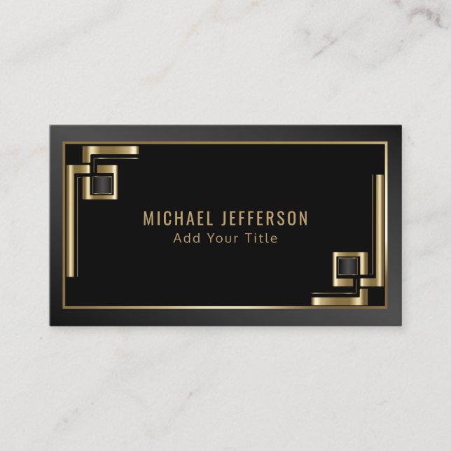 Professional Abstract Black and Gold Design Business Card (Front)
