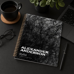 Professional Abstract Minimal Black Scribble  Planner