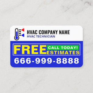 Professional AC Logo (Free Estimates), Modern HVAC Business Card