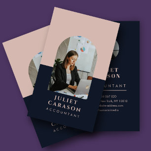 Professional Accountant Arch Photo Blush Pink  Business Card