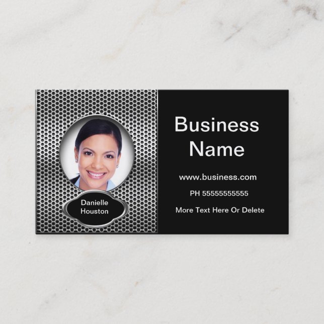 Professional Add Photo Silver Classy Business Card (Front)
