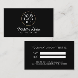 Professional Add Your Logo Black Appointment Card