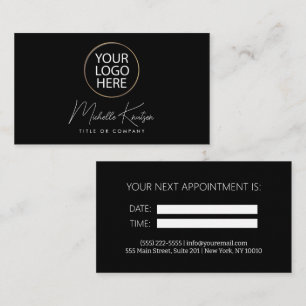 Professional Add Your Logo Black Appointment Card