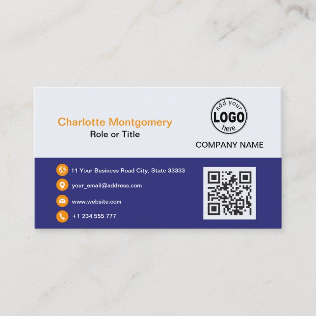 Professional add your Logo QR Code Photo Custom Bu Business Card (Front)