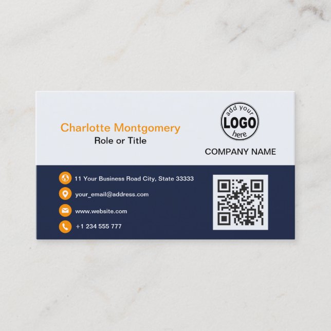 Professional add your Logo QR Code Photo Custom Bu Business Card (Front)