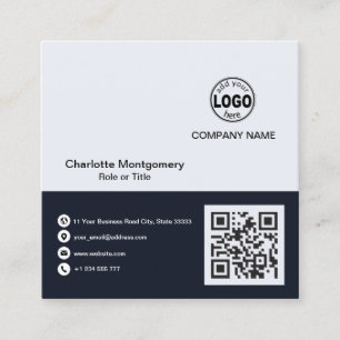 Professional add your Logo QR Code Photo Custom Sq Square Business Card
