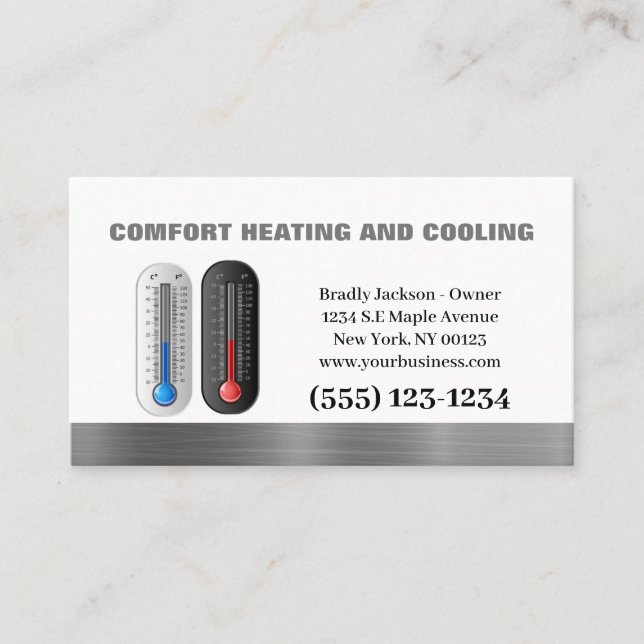 Professional Air Conditioning Heating Service Business Card (Front)