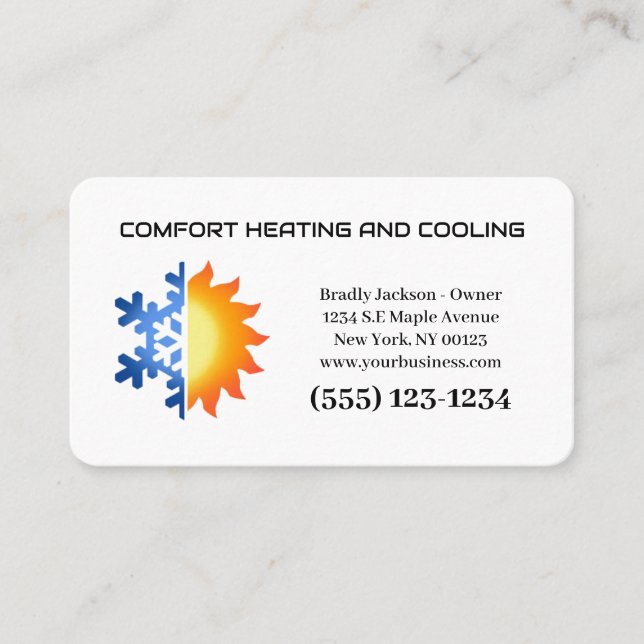 Professional Air Conditioning Heating Service Business Card (Front)