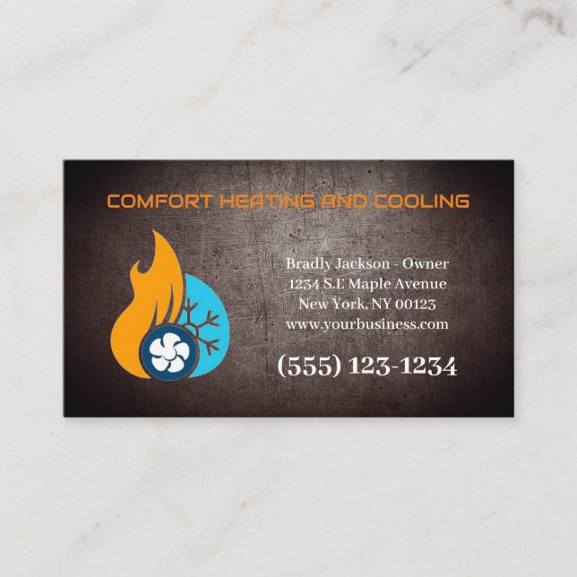 Professional Air Conditioning Heating Service Business Card (Front)