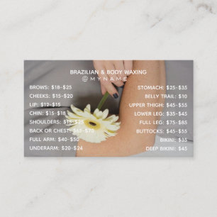 Professional and Chic for Brazilian & Body Waxing Business Card