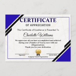 Professional Appreciation Certificate